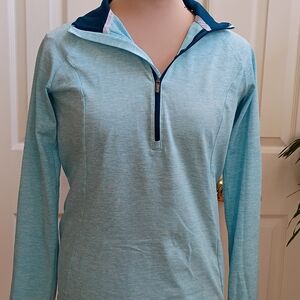 Under Armour Light Blue/Green 1/4 Zip Top